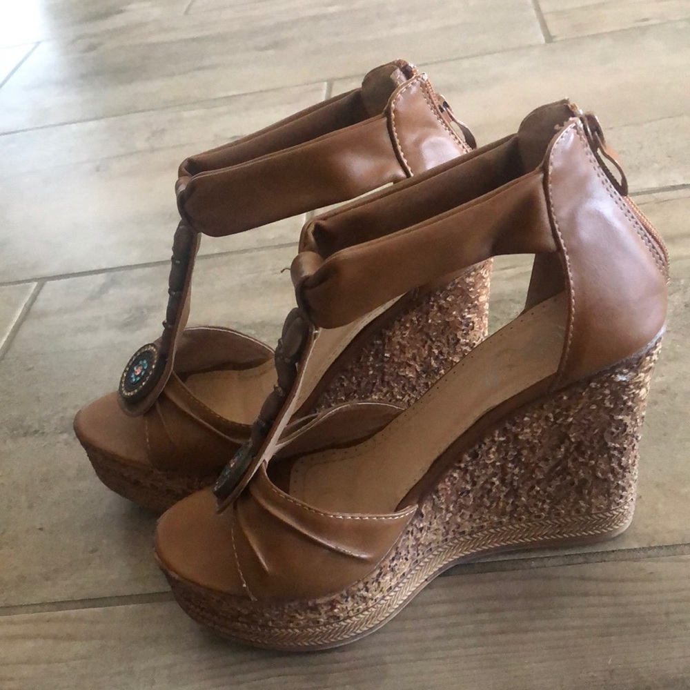 Refresh Trendy Cork Wedge Heels